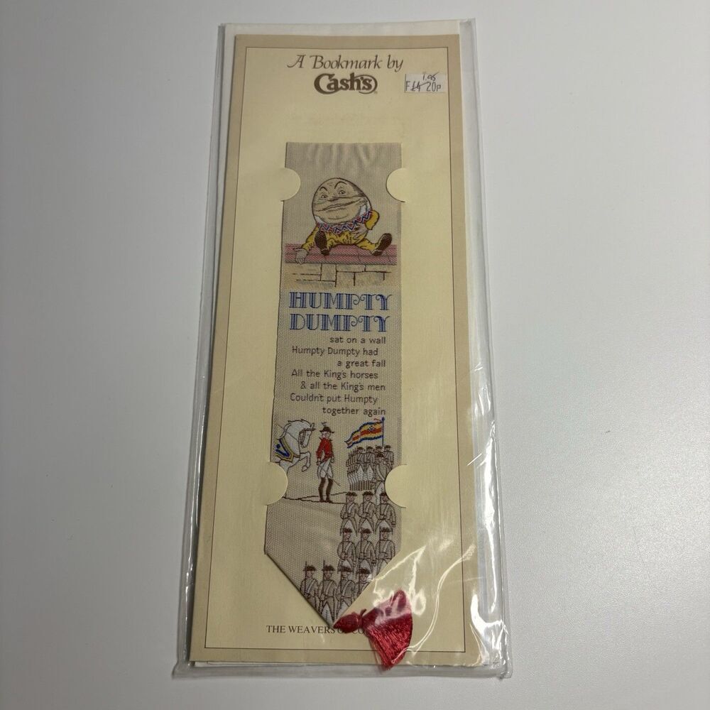 NIP Cash’s Humpty Dumpty Woven Silk Bookmark England Weavers Coventry Vtg